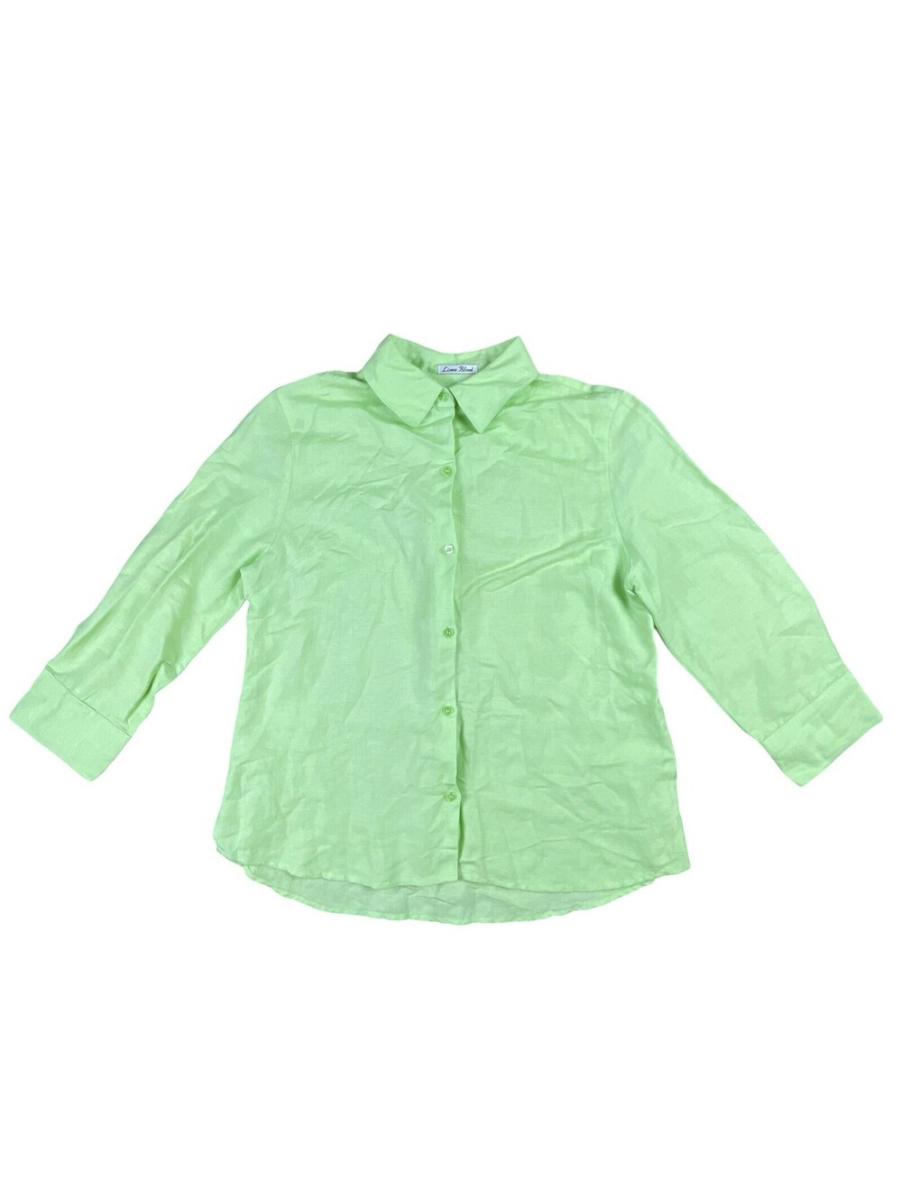 90's GoodClothes Linen Blend Button Up Top Green Women's Medium Boho Cottagecore